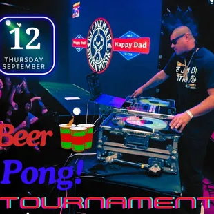 Beer Pong Tournament September 12th at 10 p.m 
Happy dad $3 all night!
DJ CAVEMAN in the mix!