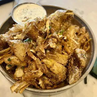 Fried artichokes. Not my favorite. There were inedible parts in there.