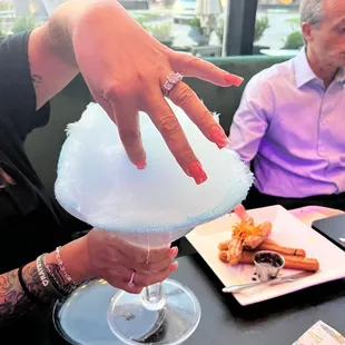 Cotton candy dessert. Bling and fire nails sold separately.