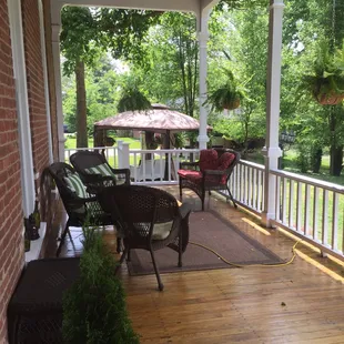 Back porch spans both sides of the door