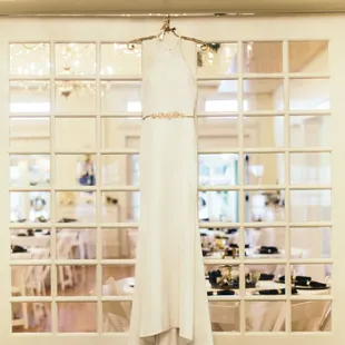 Love this wedding dress shot into the ballroom of the Glendale Lyceum.