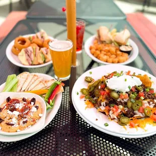 three plates of food