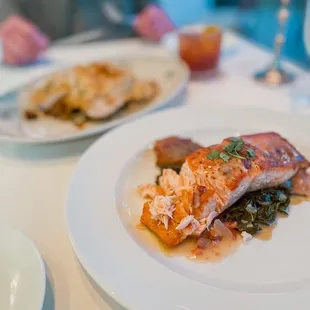 two plates of food on a table