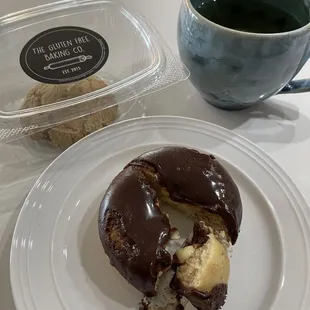 Chewy Maple Date cookie &amp; divine vanilla cream-filled donut ... Heavenly morning treats with coffee!