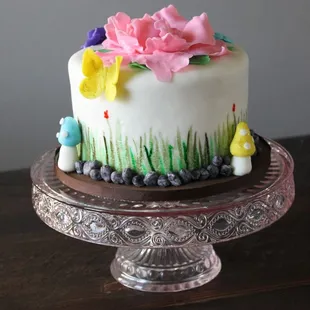 a cake decorated with flowers