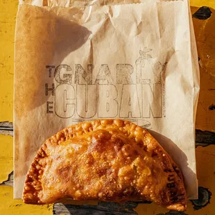 a piece of food on a table