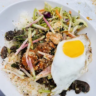 Togarashi Bowl w/ fried egg - umami, spice, and crunch.