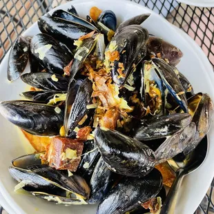 Mussels with Saffron &amp; Pork Belly