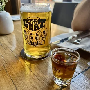 Beer with a shot of whiskey special