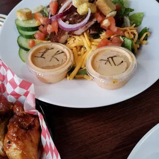 salad with fried chicken breast