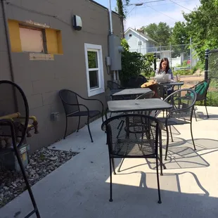 Back patio area is an awesome place to sit/work, especially on sunny days. Wifi works perfectly there.