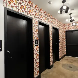 Not mushrooms, but quite funny and suitable images of bottoms, by the restroom.