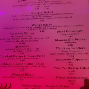 the menu