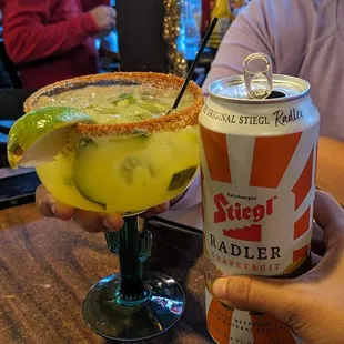 Prickly pear margarita and grapefruit radler