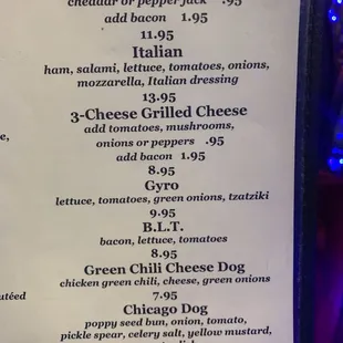 menu 3/22/23