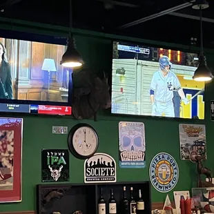 The UC San Diego baseball game was on TV at The Goat Sports Hall.