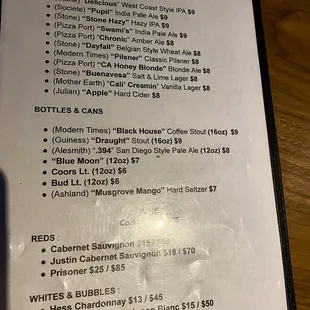 Over priced beer and drinks