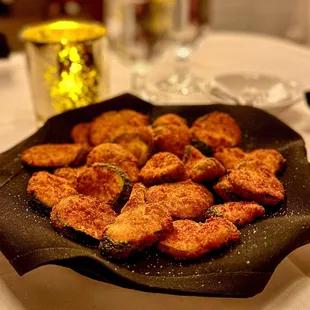 Complimentary fried zucchini appetizer