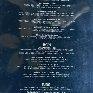 Food menu
