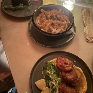 Lamb Kabobs, Cheese Monger's Macaroni, and Golden Crab Fritters