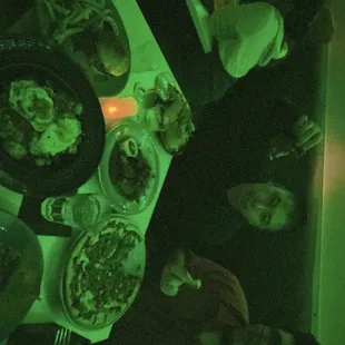 BBQ Chicken Pizza, Kimchi fried rice, Wings, fried chicken sandwich