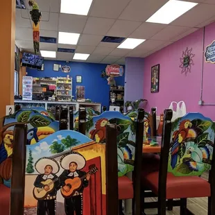 a brightly colored restaurant