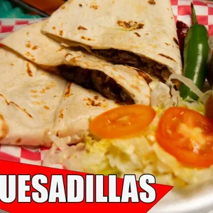 a plate of quesadillas