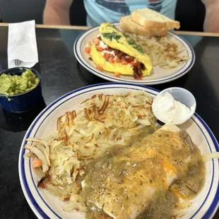 The burrito and the Mediterranean omelette