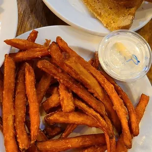 Sweet potato fries &amp; wheat toast