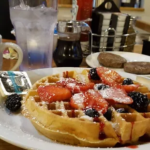 Very Berry Waffle and sausage