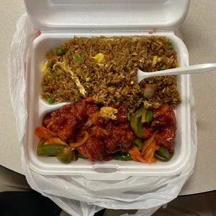 Schezuan Chicken and Fried Rice