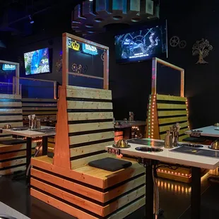 The cool design of the inside of the restaurant.