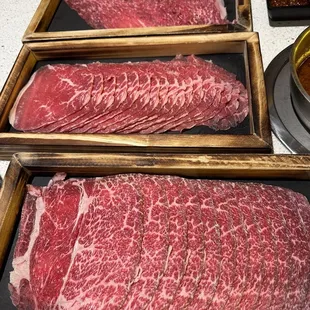 Wagyu brisket (top), Wagyu eye round (middle), Wagyu Chuck (bottom)