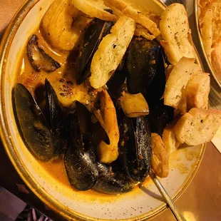 Mussels and shrimp 9/10  the sauce is everything
