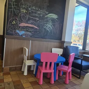 Kid area with chalk wall