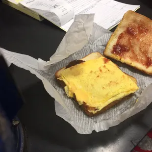 Sausage egg and cheese on toast