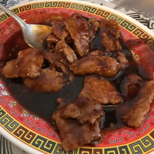 Magnolian beef ordered with no veggies.