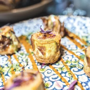 Goat Cheese Stuffed Artichoke Flowers.
