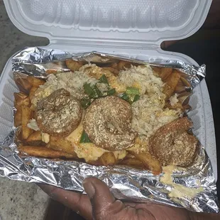 Crab fries w/ golden shrimp