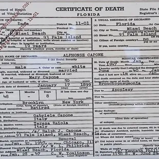 Al Capone&apos;s Death Certificate