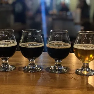 three glasses of beer