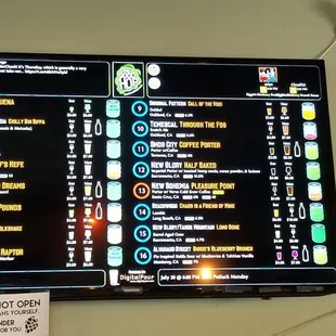 Menu. Might be tough to see. It probably changes frequently too. Lots of local brews.