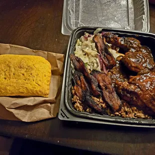 Jamaican beef patty &amp; jerk chicken plate