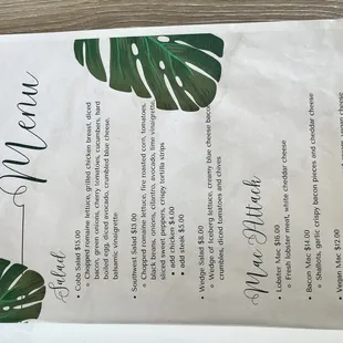 menu