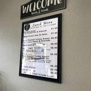 Sandwich Menu