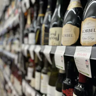 bottles of wine on a shelf
