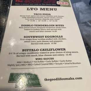 menu