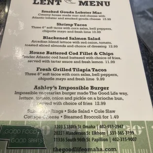 menu