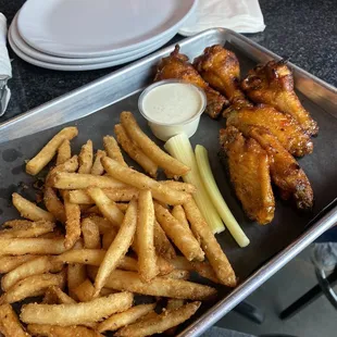 Mango Habanero 6 Piece Good Life Wings with fries