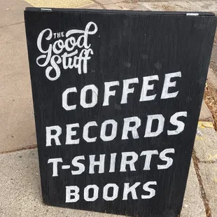 a sign for coffee records